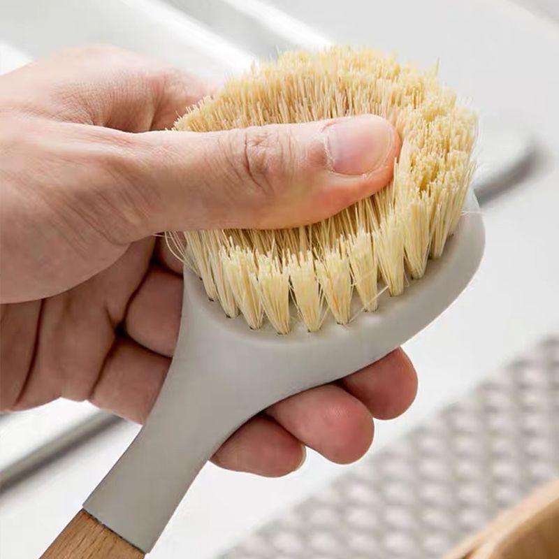 Natural Sisal Dishwashing Brush with Wooden Handle – Eco-Friendly Pan and Dish Brush – Long Handle Kitchen Cleaning Brush – Durable & Scratch-Free