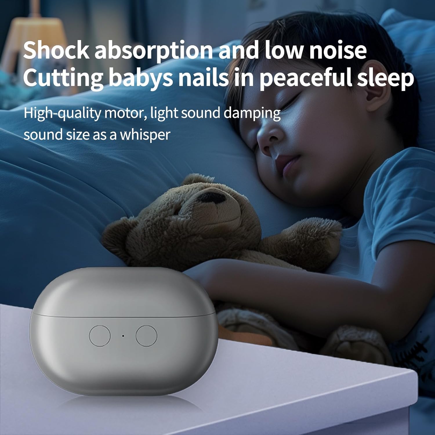 Nail Clipper - Simple Nail Clipper - Electric Nail Clipper for Seniors - Electric Toenail Clipper for Thick Nails - Nail Care Tool with LED Lights - Designed for People with Limited Mobility - Gray