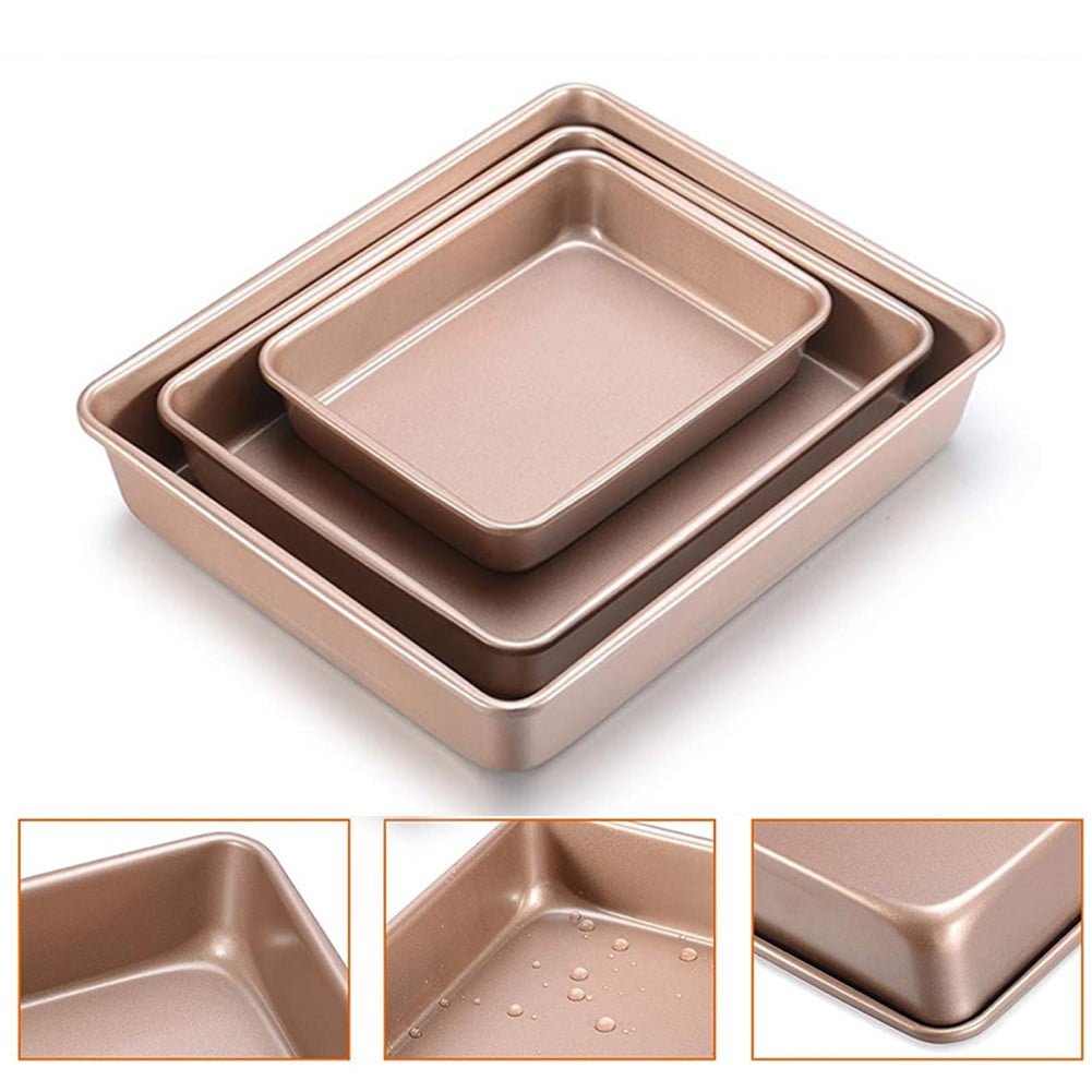 2-Pack Carbon Steel Baking Trays For Oven Rectangular Non-Stick Flat Bottom Baking Sheets For Cookies Cakes Roasting Vegetables Rose Gold B