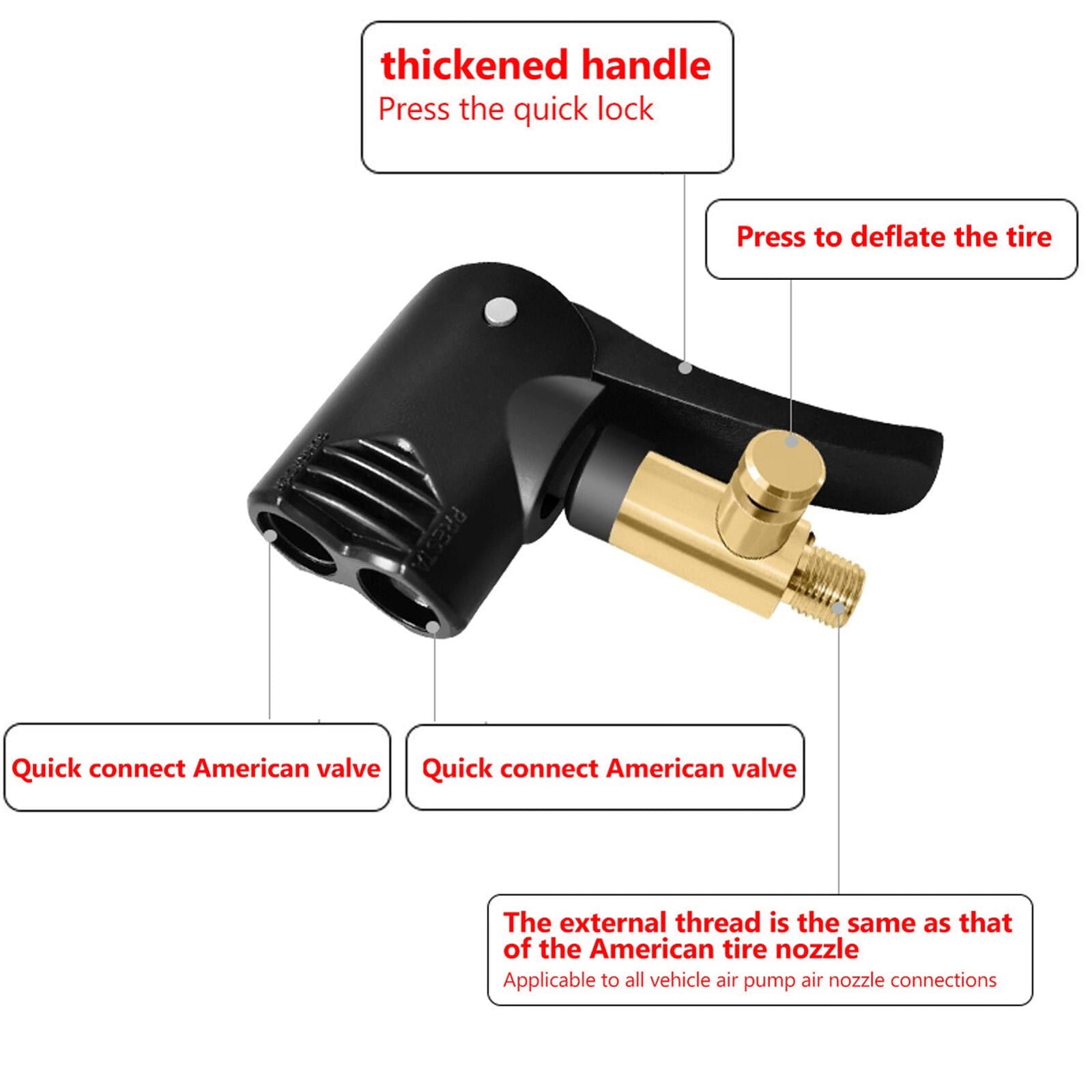 Air Pump Adapter Air Pump Valve 6Pcsbicycle Bike Tyre Tube Replacement Presta Dual Head Air Pump Adapter Valve As Shown