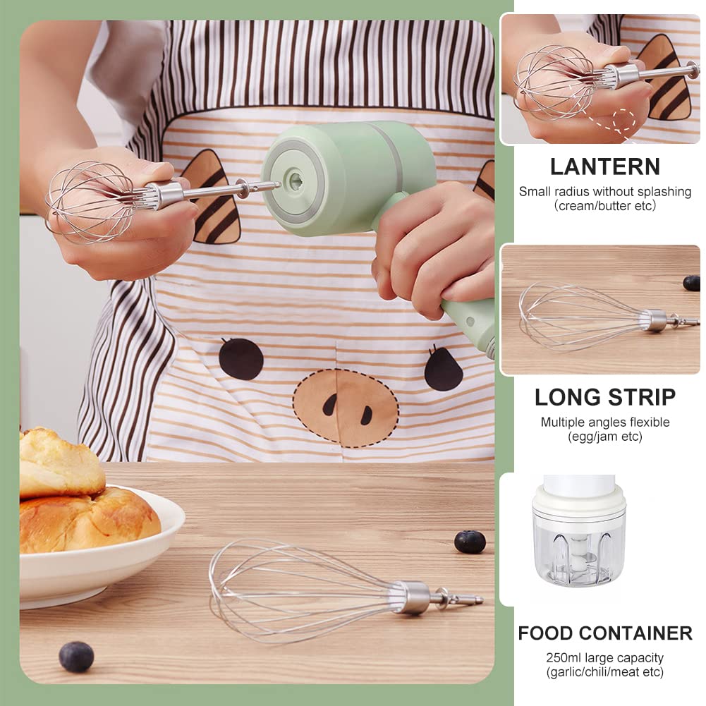 Hand Mixer Electric - Food Chopper - Onion Cutter - Food Processor - Multi-Chopper - Vegetable Cutter - Kitchen Mixer - Whisk - Cordless - Rechargeable - Garlic Cutter - Cream Whipper - Mini Blender - Baking Utensils - White - 1 Piece