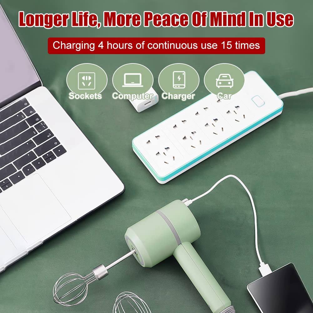 Hand Mixer Electric - Food Chopper - Onion Cutter - Food Processor - Multi-Chopper - Vegetable Cutter - Kitchen Mixer - Whisk - Cordless - Rechargeable - Garlic Cutter - Cream Whipper - Mini Blender - Baking Utensils - White - 1 Piece