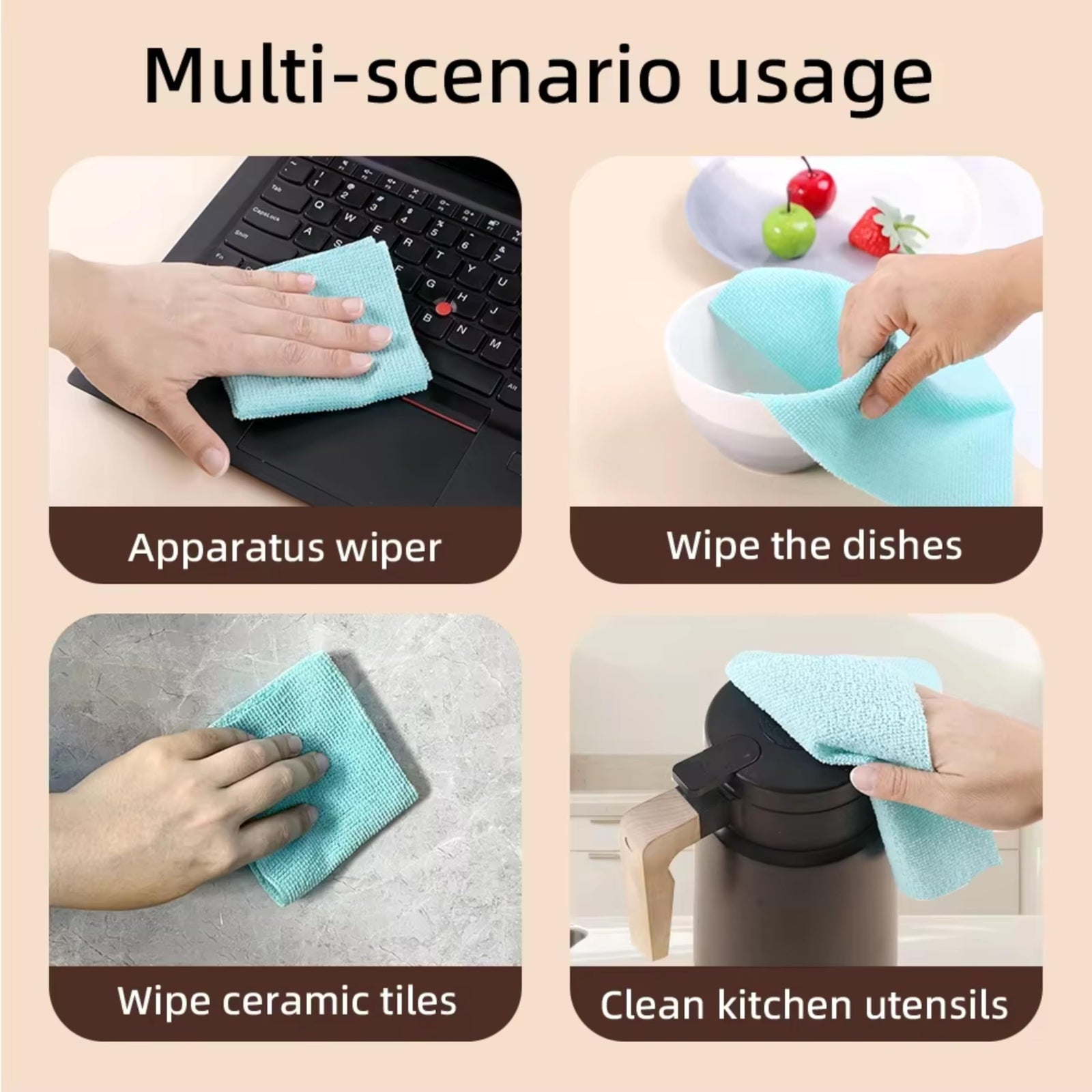 Kitchen paper towel/dishcloth/microfiber cleaning cloths | Lint-free | Reusable for home, kitchen, car | Strong water absorption, washable | No streaks, ideal for dishes, glasses, and countertops (20 pieces)
