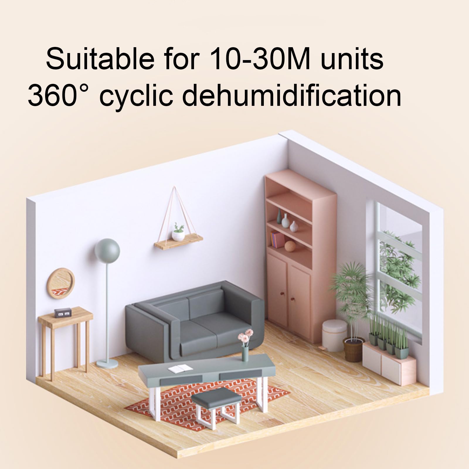 Dehumidifier - has a transparent 1-liter water tank, is quiet in use, and has an automatic shut-off function. It is suitable for indoor spaces such as basements, bathrooms, campers, and wardrobes.