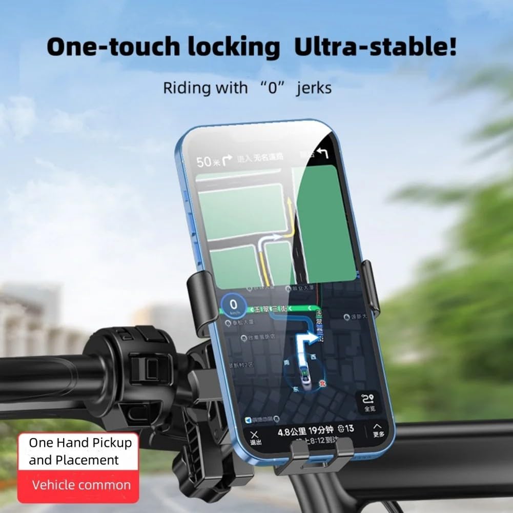 Bicycle Phone Holder - Universal - Shock and Vibration Protection Bicycle/Motorcycle/Scooter/ATV - Phone Stand - Smartphone Holder - 360 Degree Rotatable - Pink
