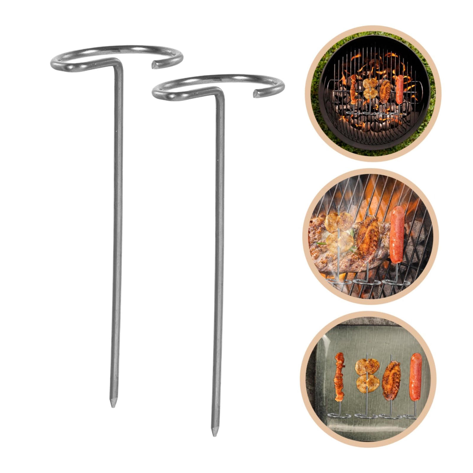 BBQ Skewers - Meat Pins - Satay Sticks Stainless Steel - Barbecue Accessories - Shashlik Skewers - Grill Skewers - Kebab Skewers - Reusable - Stainless Steel - Metal Skewers - 10 pieces