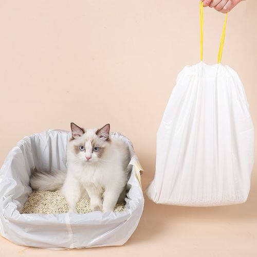 Cat Litter Bags - Cat Litter Liner - Cat Litter Bags - With Drawstring - Extra Strong - Cat Litter Bags - Hygiene - Leakproof - Thick Plastic Bags - Cat Accessories - Cleaning - Universal - Large Size - Tear-resistant - White - 3 pieces