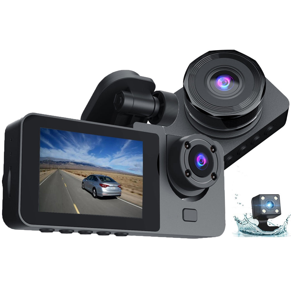Car Dashcam - 120-degree viewing angle - Night vision - Full HD video - Super compact - Parking mode - Loop recording - Collision detection - Rear view camera - 3.0-inch TNT screen - Car Dashcam