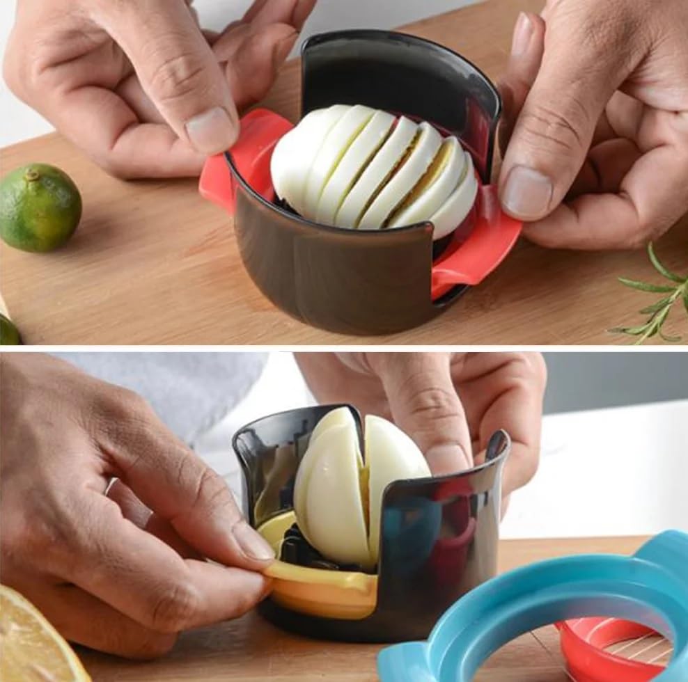 Egg Slicer - Multifunctional Egg Slicer - 3 in 1 Egg Slicer - Egg Splitter - Mushroom Slicer - Kitchen Aid - Cutting Aid - Kitchen Utensils - Stainless Steel Egg Slicer - Fruit Slicer - Strawberry Slicer - Kitchen Gadget - Kitchen Accessories - Colorful -