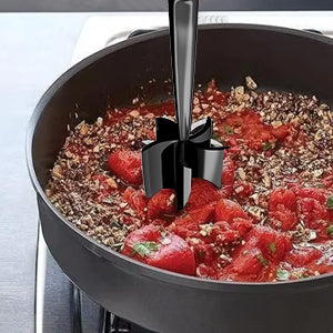 Minced Meat Ruller - Potato Masher - Meat Masher - Mashed Potatoes - Meat Chopper - Kitchen Utensils - Vegetable Masher - Hamburger Chopper - Mashed Potato Masher - Kitchen Tools - Meat Chopper - Heat Resistant - Spatula - Black - 1 Piece