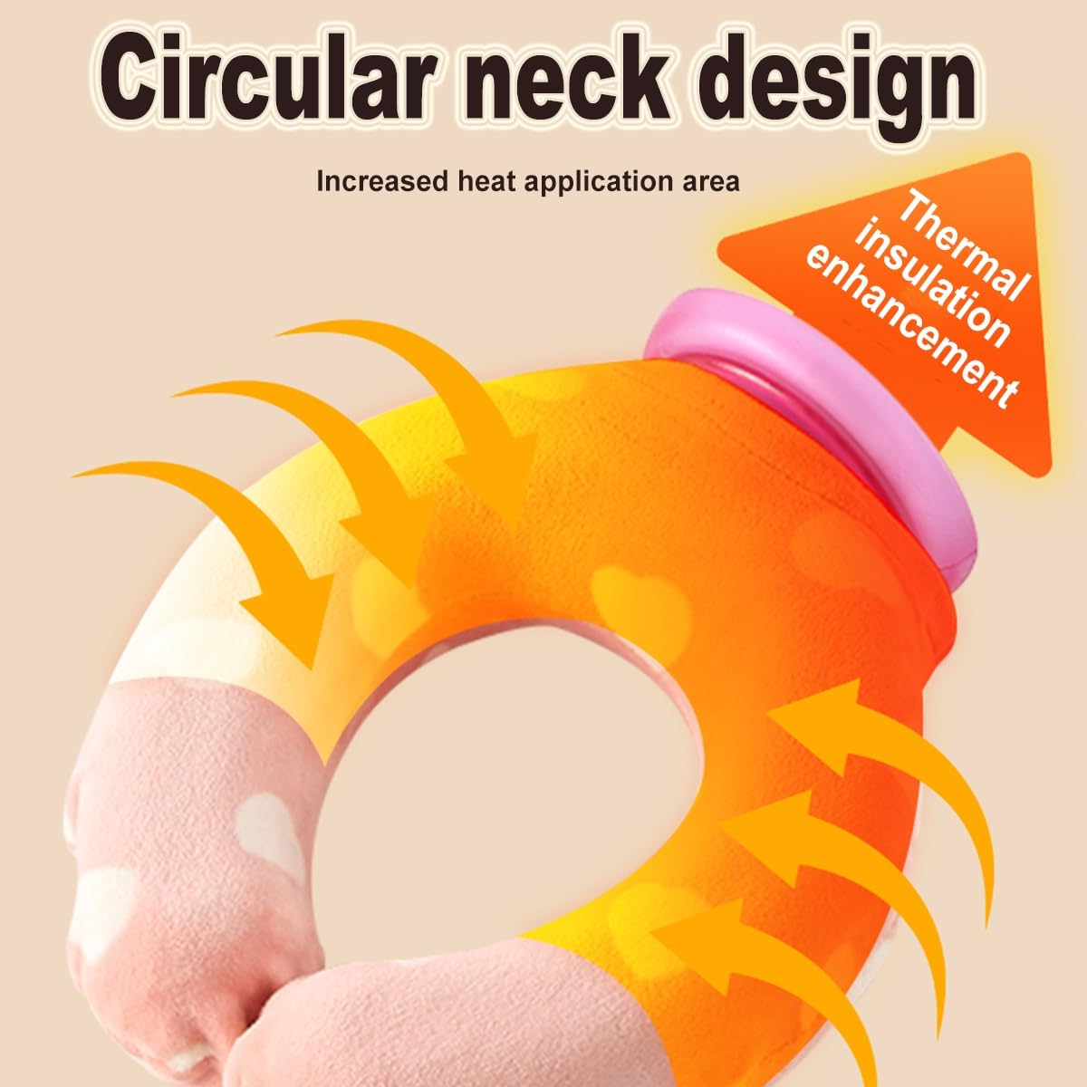 Neck warmer - Shoulder warmer - Hot water bottle - U-shaped hot water bottle - Neck warmer - Hot water bottle - Hot water bottle with cover - Shoulder warmer - Neck pillow - Heating cushion - Soft hot water bottle - Relaxation - Bedside hot water bottle -