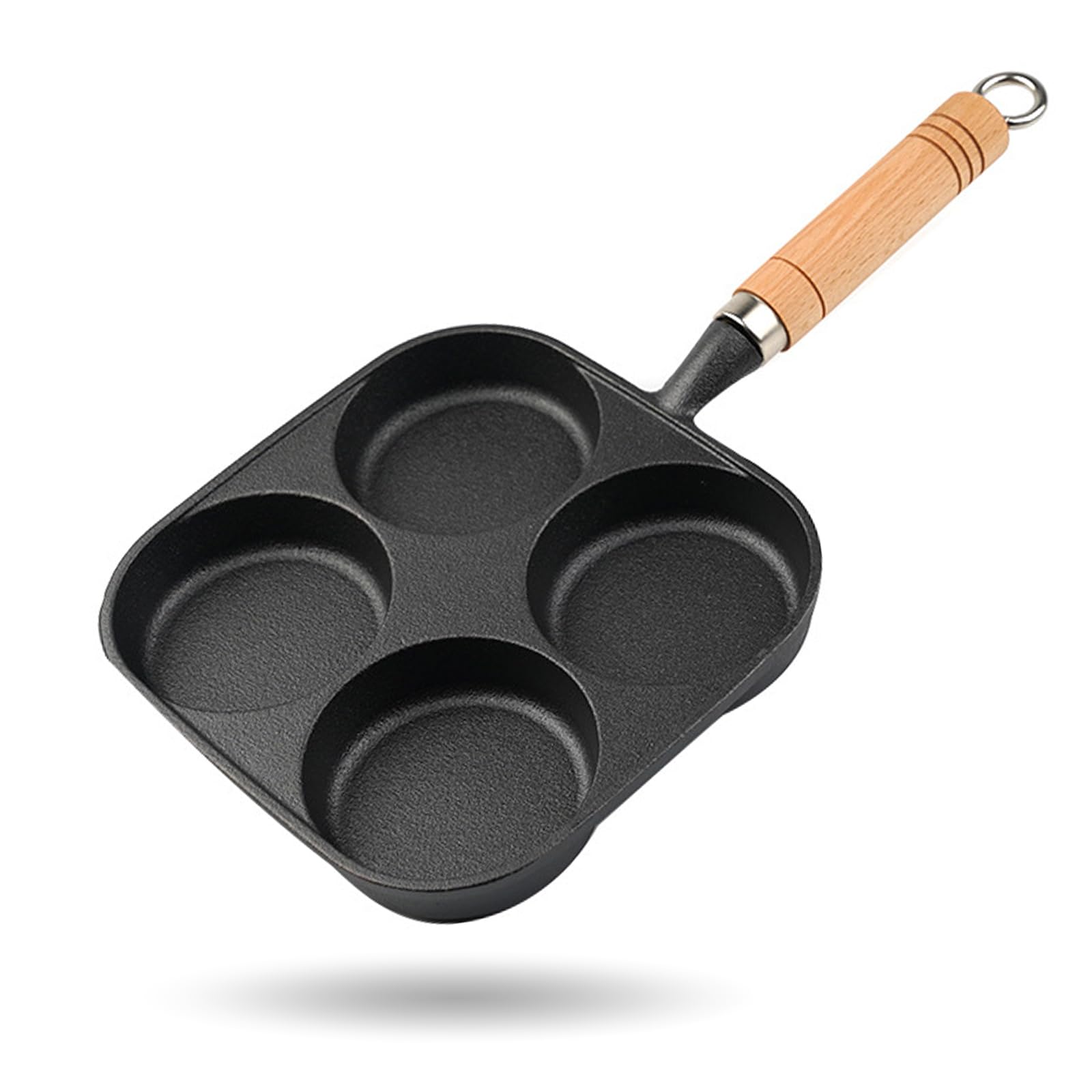 Egg Pan - Poffertjes Pan - Frying Pan - Pancake Pan - Hamburger Pan - 4 Hole Frying Pan - Fried Egg Pan - Induction - Non-Stick Coating - Omelet Pan - American Pancakes - Kitchen Utensils - Compartment Pan - Black - 1 Piece