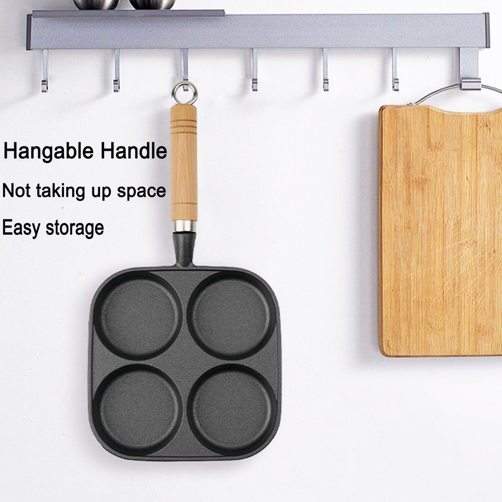 Egg Pan - Poffertjes Pan - Frying Pan - Pancake Pan - Hamburger Pan - 4 Hole Frying Pan - Fried Egg Pan - Induction - Non-Stick Coating - Omelet Pan - American Pancakes - Kitchen Utensils - Compartment Pan - Black - 1 Piece
