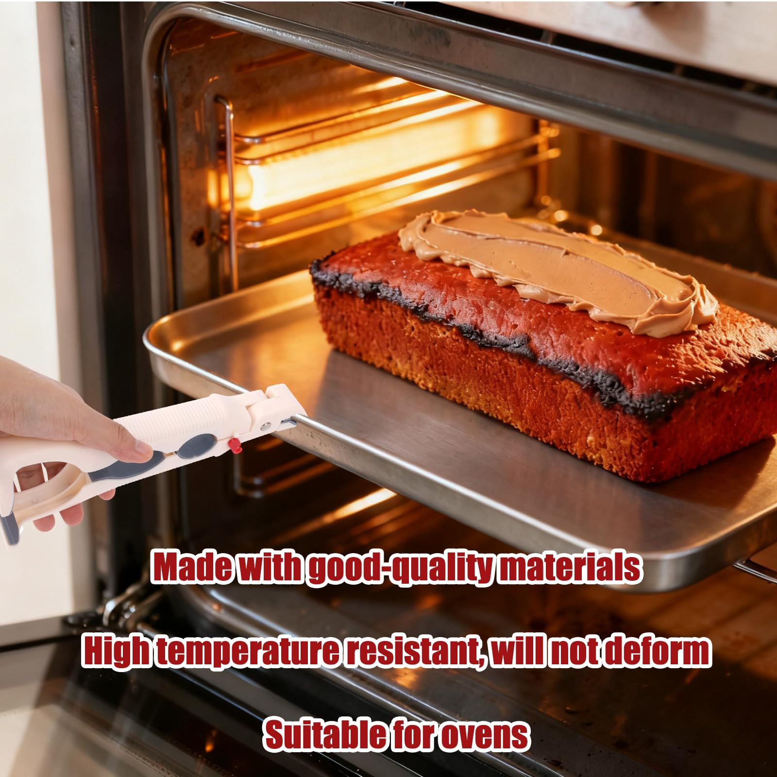 Pan Handle - Plate Tongs - Bowl Tongs - Hot Dish Gripper - Airfryer Accessories - Anti-Scorch Clip - Oven Glove Alternative - Microwave Aid - Kitchen Gadget - Heat Resistant - Anti-Slip - Pan Lifter - Beige - 2 Pieces