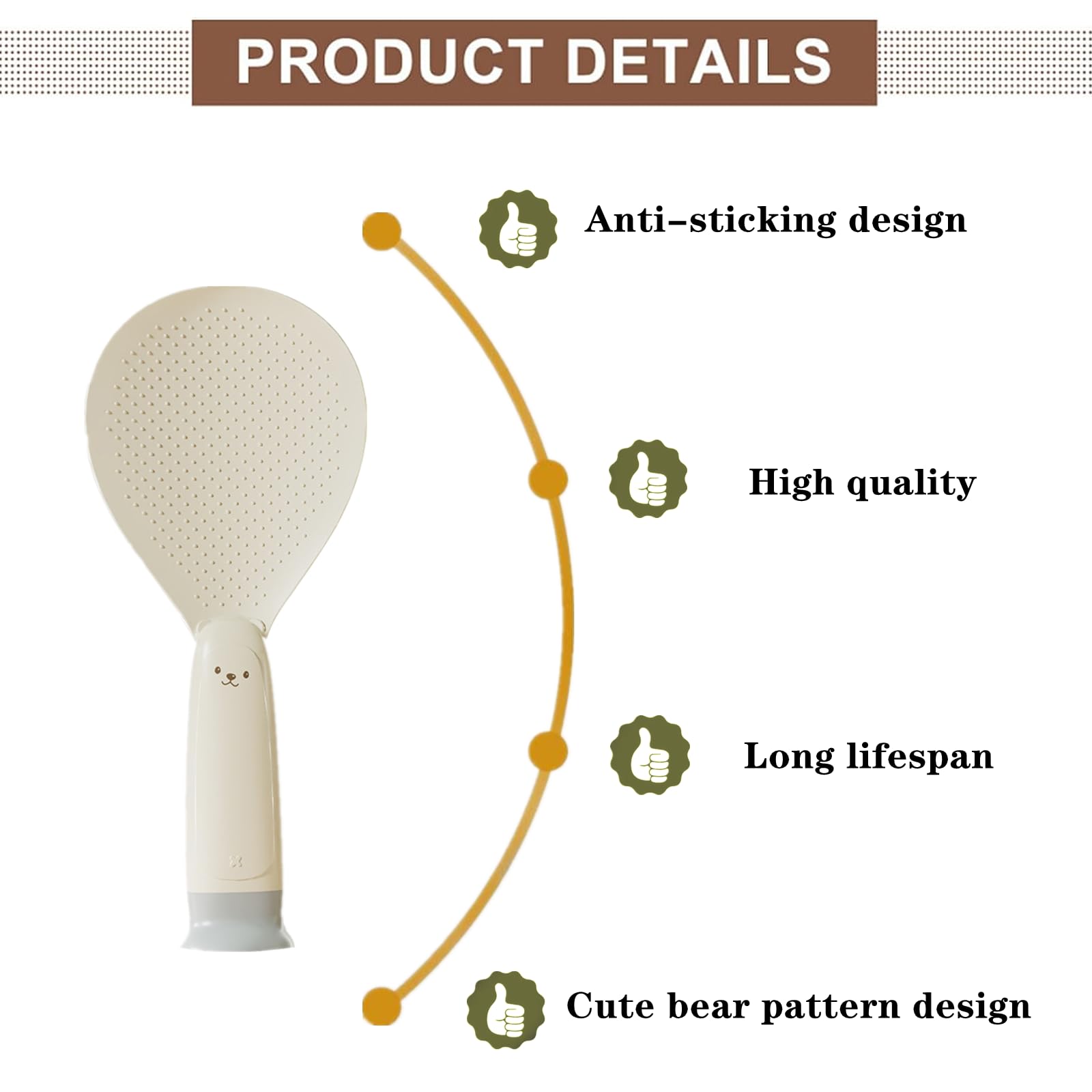 Rice Spoon - Standing Serving Spoon - Rice Scoop - Non-Stick - Rice Cooker Accessories - Potato Spoon - Kitchen Gadget - Sushi Making - Serving Cutlery - Heat Resistant - Dishwasher Safe - Kitchen Utensils - Beige - 2 Pieces