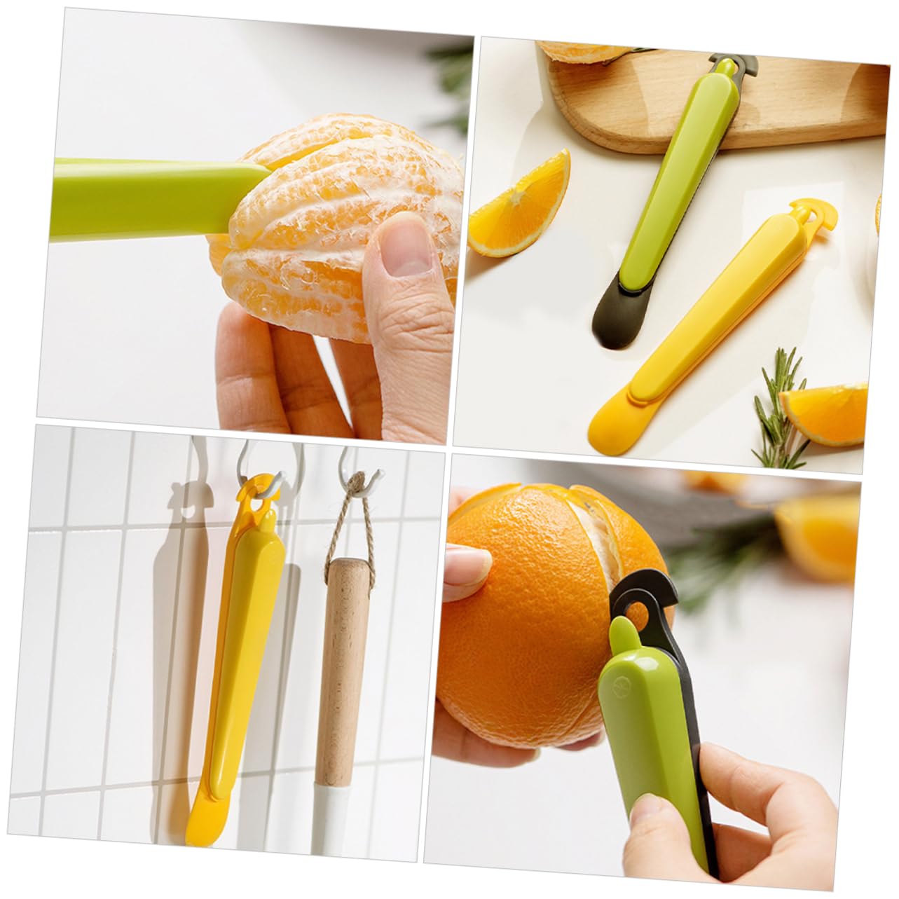 Orange Peeler - Citrus Peeler - Fruit Peeler - Kitchen Tool - Grapefruit Opener - Peel Remover - Plastic Peeling Knife - Kitchen Accessories - Citrus Fruit Tool - Handy Kitchen Utensils - Fruit Preparation - Mandarin Peeler - Yellow and Green - 2 Pieces