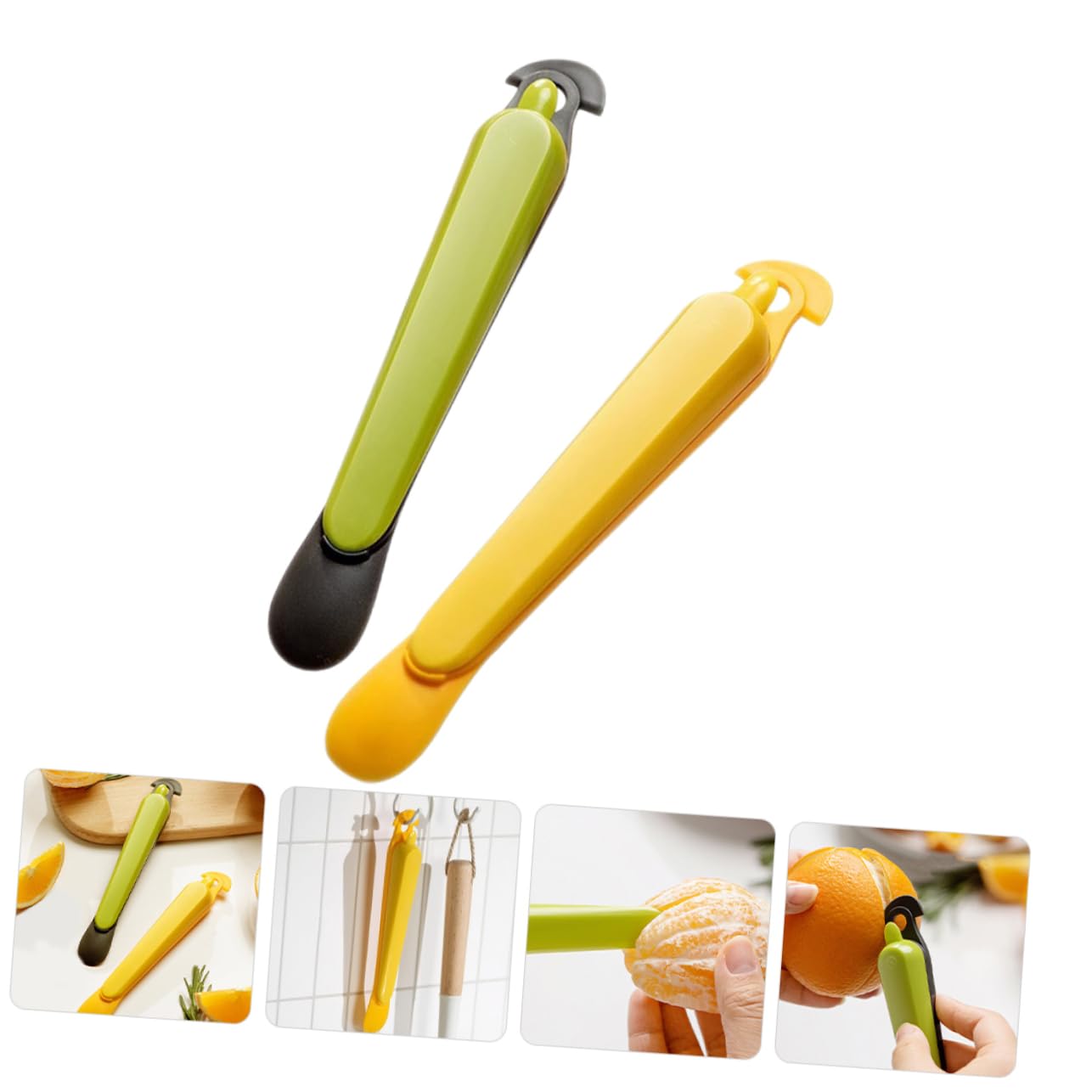 Orange Peeler - Citrus Peeler - Fruit Peeler - Kitchen Tool - Grapefruit Opener - Peel Remover - Plastic Peeling Knife - Kitchen Accessories - Citrus Fruit Tool - Handy Kitchen Utensils - Fruit Preparation - Mandarin Peeler - Yellow and Green - 2 Pieces