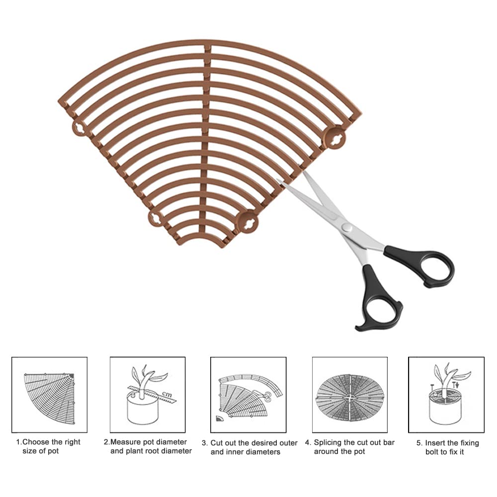 Plant Protector - Flower Pot Grid - Anti-dig Mat - Root Protection - Cat-Repellent Grid - Ground Cover Plant - Flower Pot Security - Gardening - Pet-Proof - Protection Against Cats - Plant Grid - Ground Grid - Brown - 2 Pieces
