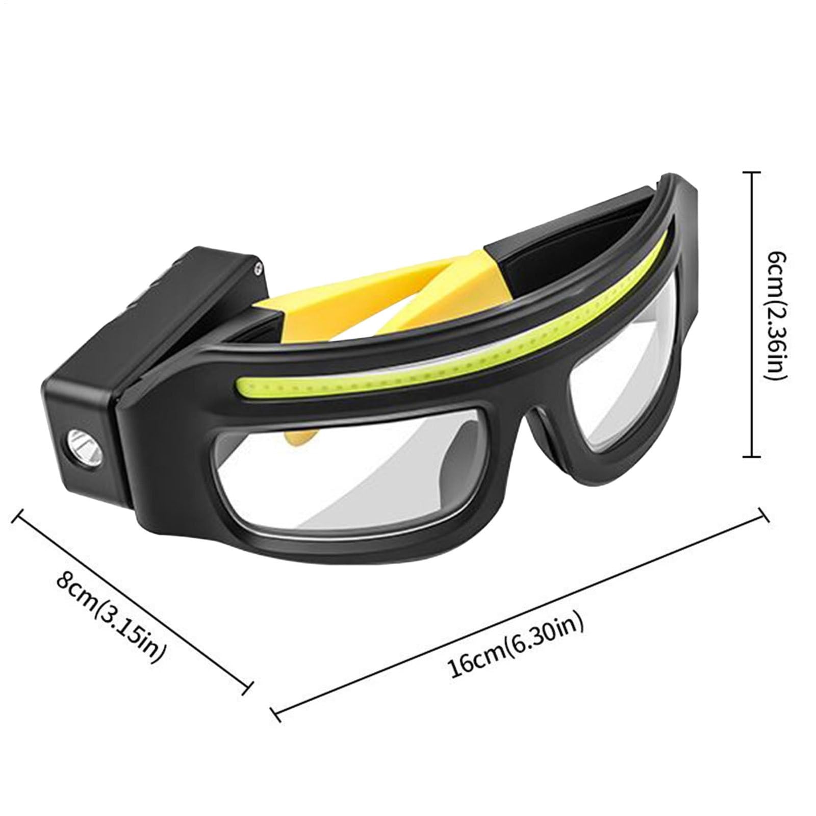 Rechargeable LED Headlamp - Safety Glasses with Light - Reading Lamp - Flashlight - Work Glasses - Walking Light Running - DIY Gift for Men - Glasses with Light - Night Glasses - Camping Lamp - Fishing - USB Rechargeable Headlamp - Black - 1 Piece