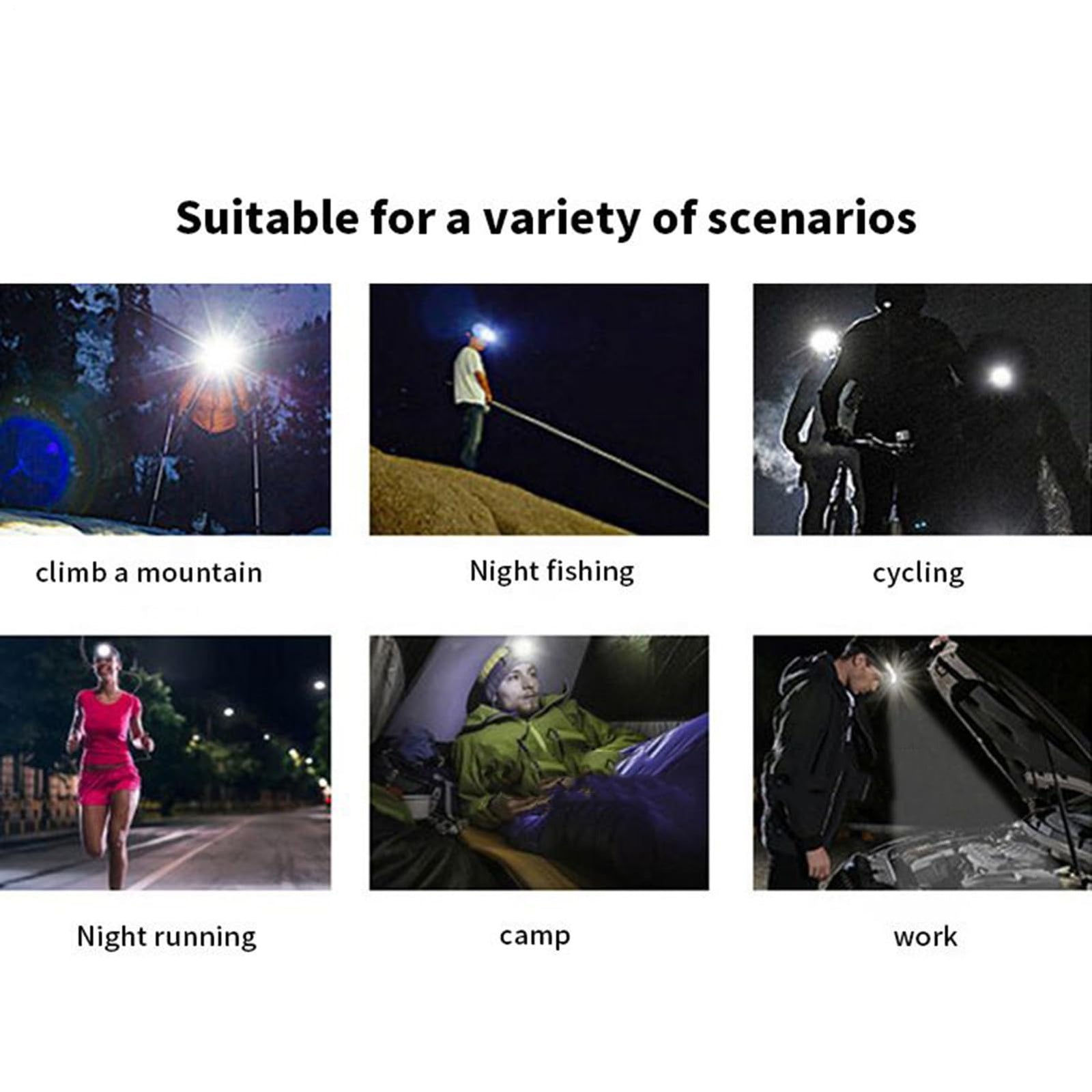 Rechargeable LED Headlamp - Safety Glasses with Light - Reading Lamp - Flashlight - Work Glasses - Walking Light Running - DIY Gift for Men - Glasses with Light - Night Glasses - Camping Lamp - Fishing - USB Rechargeable Headlamp - Black - 1 Piece