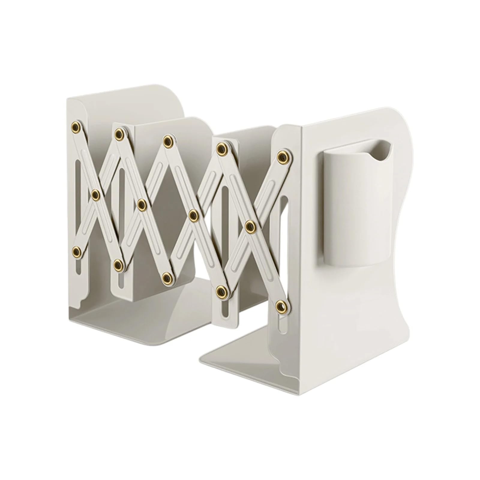 Bookend - Desk Organizer - Book Rack - Book Stand - Book Holder - Office - School Supplies - Magazine Rack - Desk Accessories - Metal Bookends - Office Supplies - Extendable - White - 1 Piece