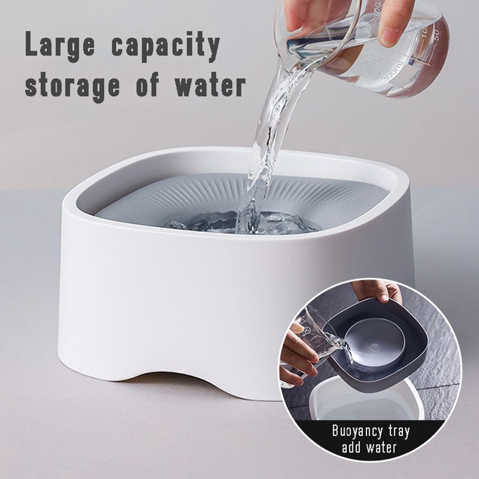 Dog Drinking Bowl - Cat Water Bowl - Anti-Spill Drinking Bowl - Dog Accessories - Anti-Spill - Splash-Proof - Floating Bowl - Travel Drinking Bowl - For Car - Cats - Puppy - Water Dispenser - Pet Gift - Anti-Slobber - Square - Gray - 1 Piece