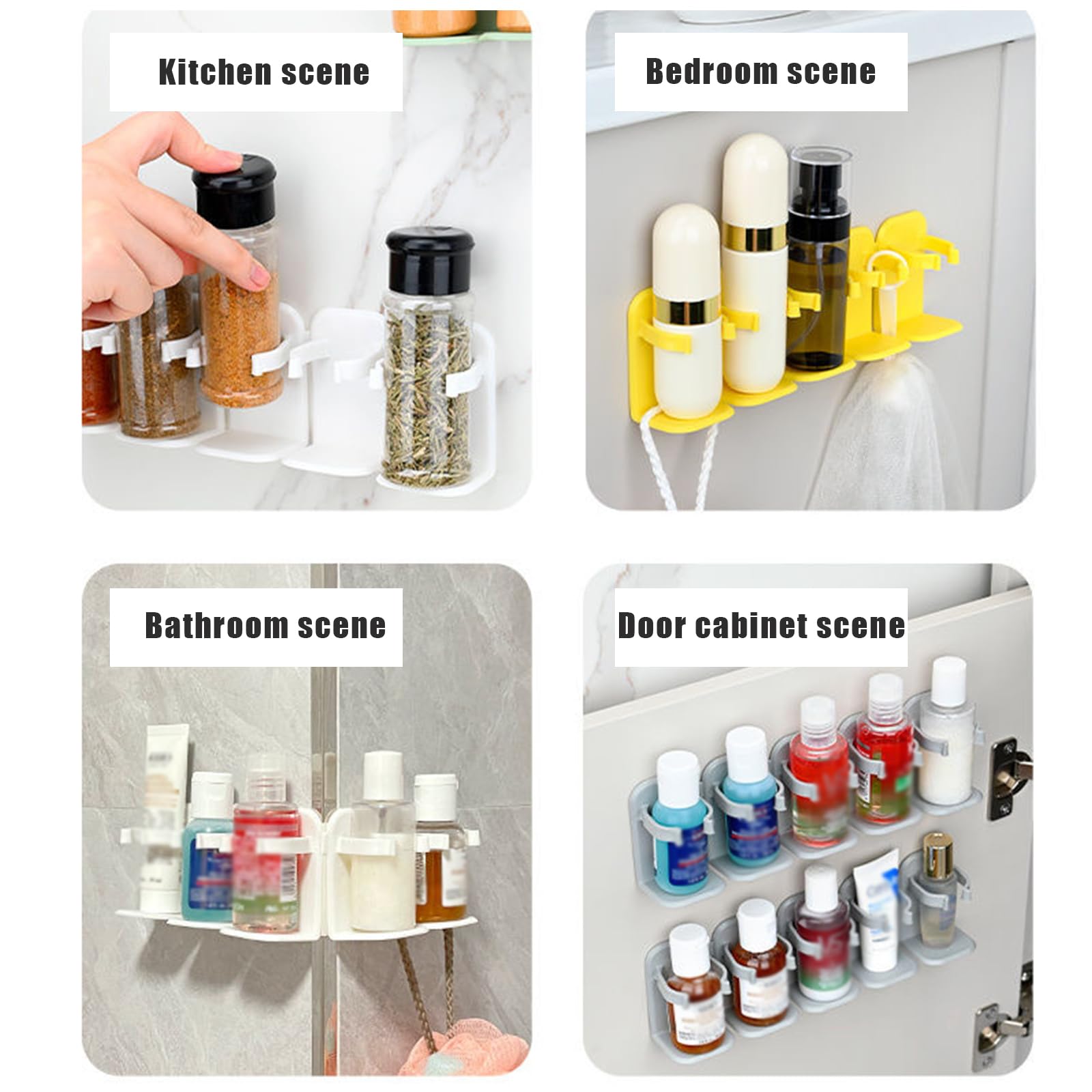 Spice Rack - Bathroom Rack - Kitchen Organizer - Shower Gel Holder - Spice Holder - Shampoo Holder - Bathroom Accessories - Spice Rack - Kitchen Cabinet Organizer - Storage Rack - Hanging System - Self-Adhesive No Drilling - White - 2 Pieces