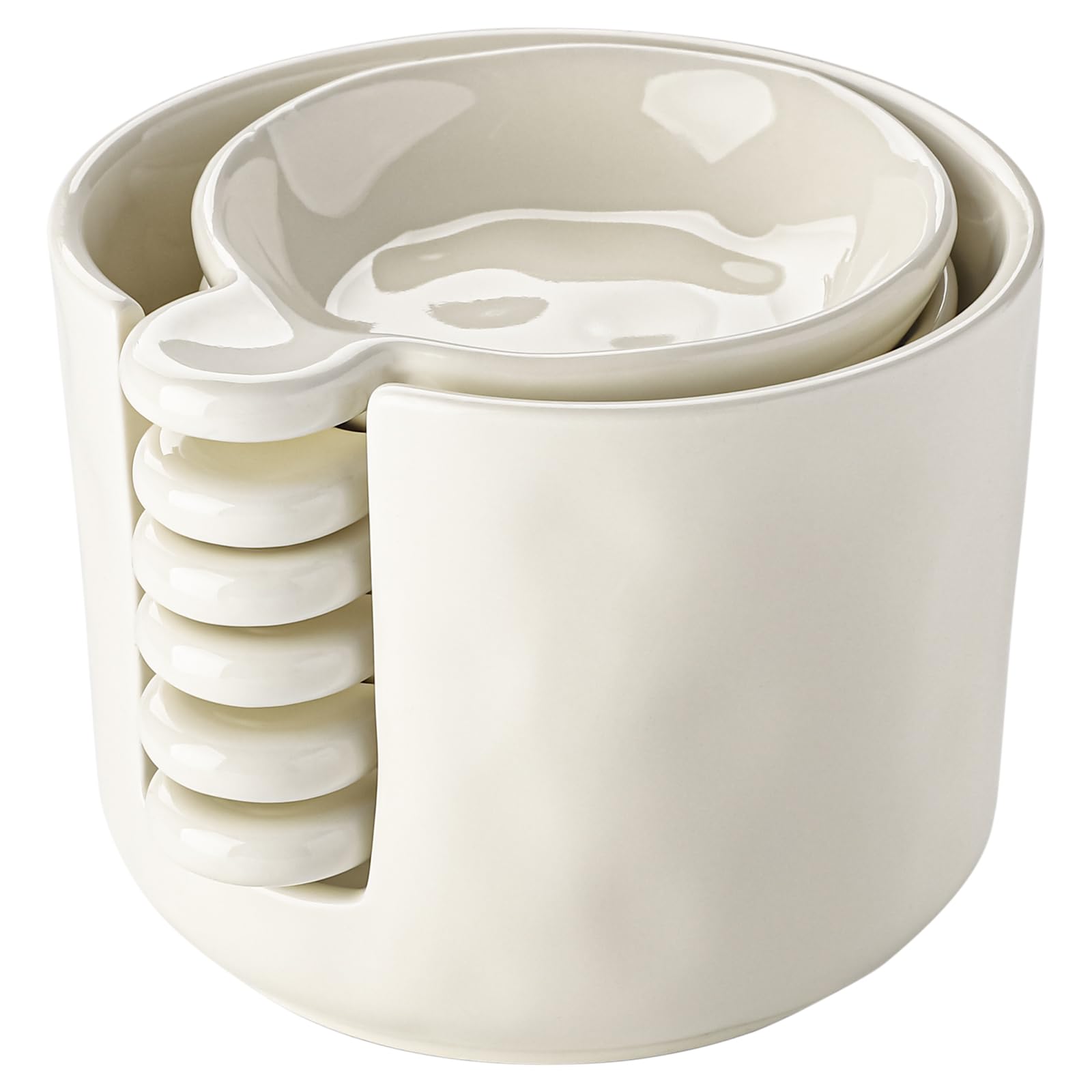 Sauce bowls - Tapas bowls - Dip bowls - Drinks bowls - Soy sauce bowl - Amuse bowls - Serving bowls - Gourmet - Snack bowls - Tableware - Ceramic Stackable with holder - White - 6 pieces