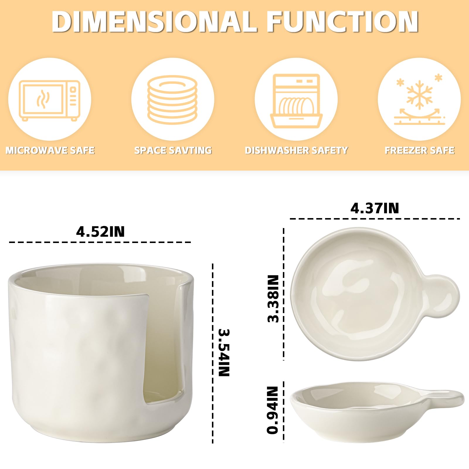 Sauce bowls - Tapas bowls - Dip bowls - Drinks bowls - Soy sauce bowl - Amuse bowls - Serving bowls - Gourmet - Snack bowls - Tableware - Ceramic Stackable with holder - White - 6 pieces