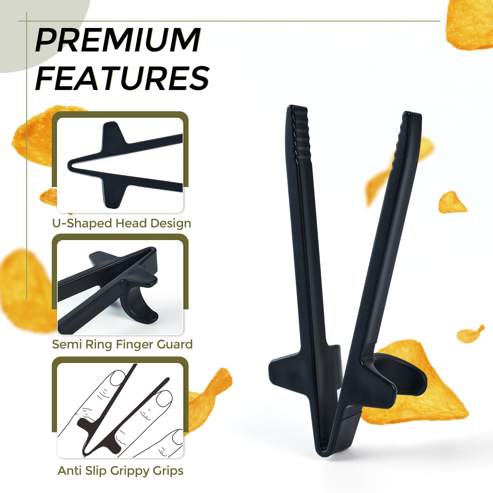 Finger Chopsticks - Gaming Accessories - Snack Sticks - Chip Tongs - Gadgets Men - Gift for Gamer - Computer Accessories - No More Greasy Fingers - Funny Gifts - Snack Tweezers - Reusable - Black White Gray and Pink - 4 Pieces