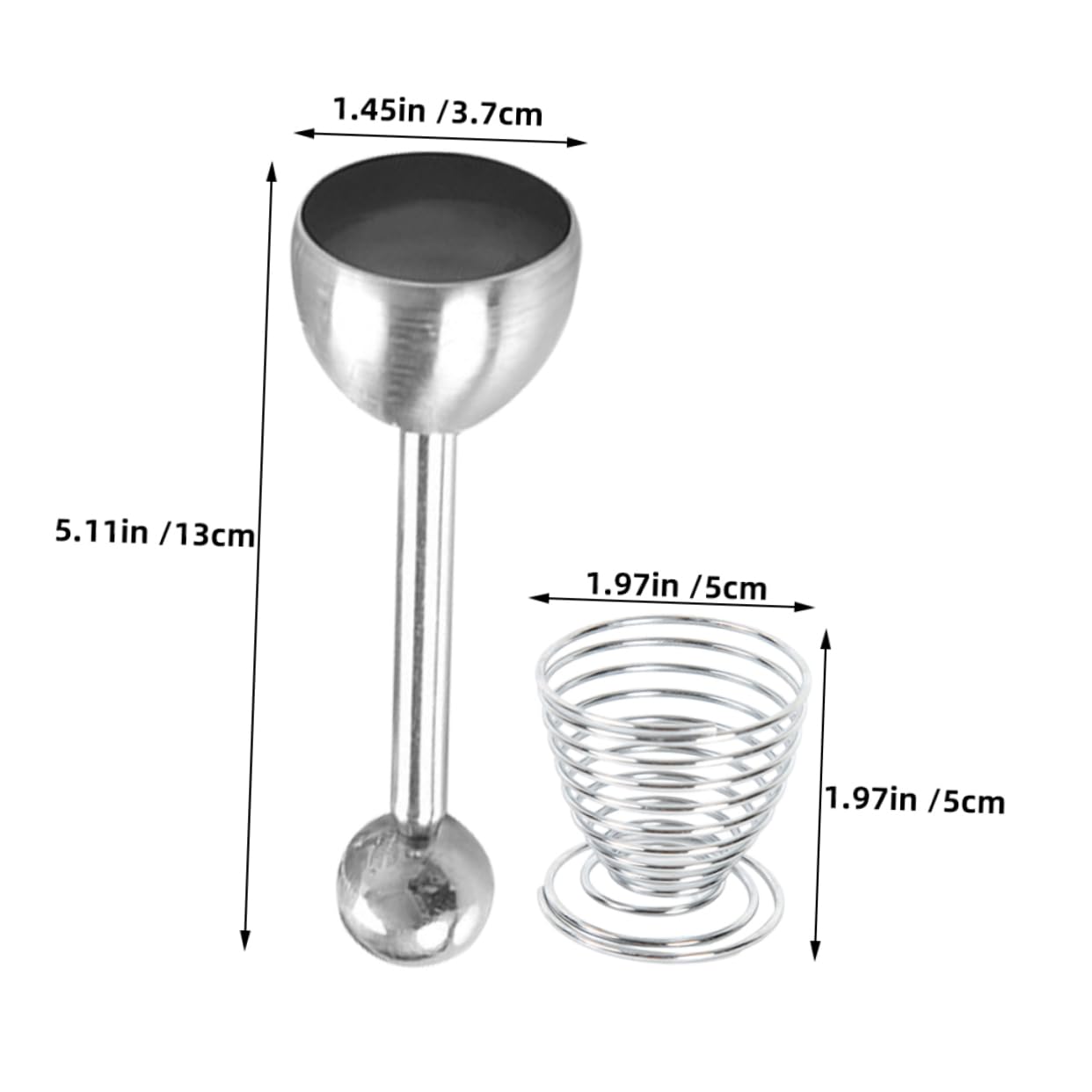 Egg Taper - Egg Cup - Egg Opener - Egg Shell Breaker - Egg Holder - Egg Cracker - Breakfast - Kitchen Utensils - Egg Beater - Kitchen Gadgets - Soft-Boiled Egg - Egg Cracker - Egg Slicer - Dishwasher Safe Stainless Steel - Silver - 2 Piece Set