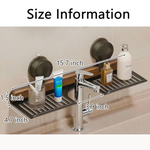 Wall shelf - bath shelf - shower rack - towel rack - shelf - bathroom rack - Mirror cabinet - Storage rack - Draining rack - bathroom furniture - Bathroom - Storage box - storage basket - Toilet - walnut & black - 1 piece