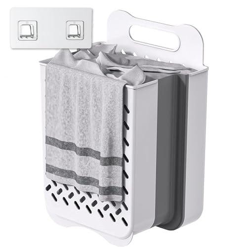 Laundry Basket - Folding Laundry Basket - Wall Shelf - Bath Shelf - Bathroom Rack - Storage Rack - Storage Basket - Organizer - Foldable Silicone Laundry Basket - Bathroom Furniture - Bathroom - Toilet - Black - 1 Piece