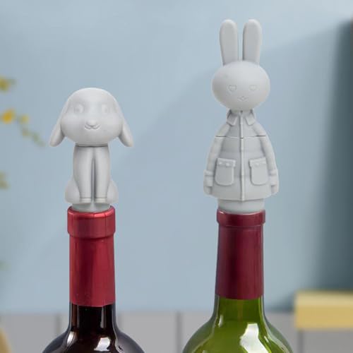 Wine stopper - festival cap - Beer stopper - Champagne stopper - Wine stopper - Bottle stopper - beer package - Rabbit - silicone - silicone stopper - bottle cap for festivals - gray - 2 pieces