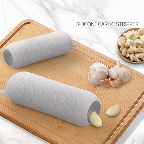 Garlic Peeler - Garlic Press - Garlic Peeler - Kitchen Utensils - Silicone - Silicone Garlic Press - Manual Garlic Press - Garlic Rolling Pin - Gray - 3 Pieces