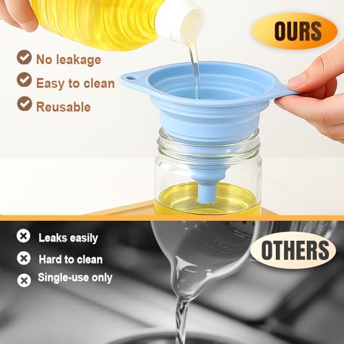 Funnel - Olive oil funnel - Wine funnel - Beer funnel - Champagne funnel - Kitchenware - Silicone - Silicone funnel - Manual funnel - Gray - Blue - Green - 3 pieces