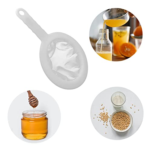 Sieve - Fine sieve - Soy milk sieve - Juicer sieve - Filter - With handle - Kitchen - Ladle - filtering coffee, juice, oil, soy milk - white - 3 pieces