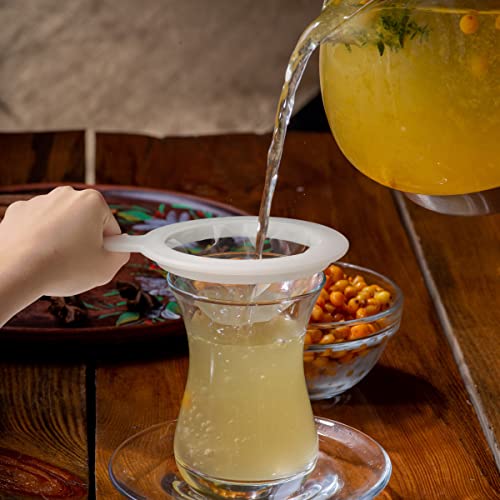 Sieve - Fine sieve - Soy milk sieve - Juicer sieve - Filter - With handle - Kitchen - Ladle - filtering coffee, juice, oil, soy milk - white - 3 pieces