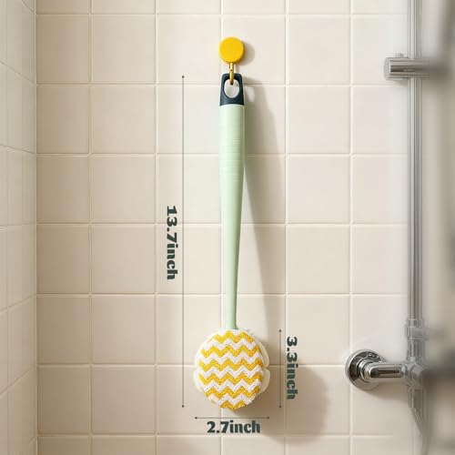 Brush - Bath brush - Shower brush - Scrub brush - Dry brush - Body brush - Long-handled brush - Sponge brush - Bath sponge - Scrubbing brush - Back scrub brush - Double-sided bath brush - Green - 1 piece