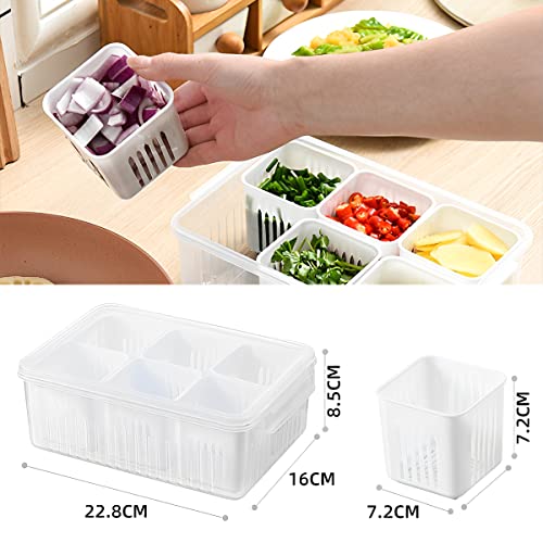 Storage box - Storage box with lid - Organizer - Food storage containers - Refrigerator organizer - Pallet - Divider pallet - Fruit bowl - Fruit basket - Ginger Organizer - 6 compartments - White - 1 piece