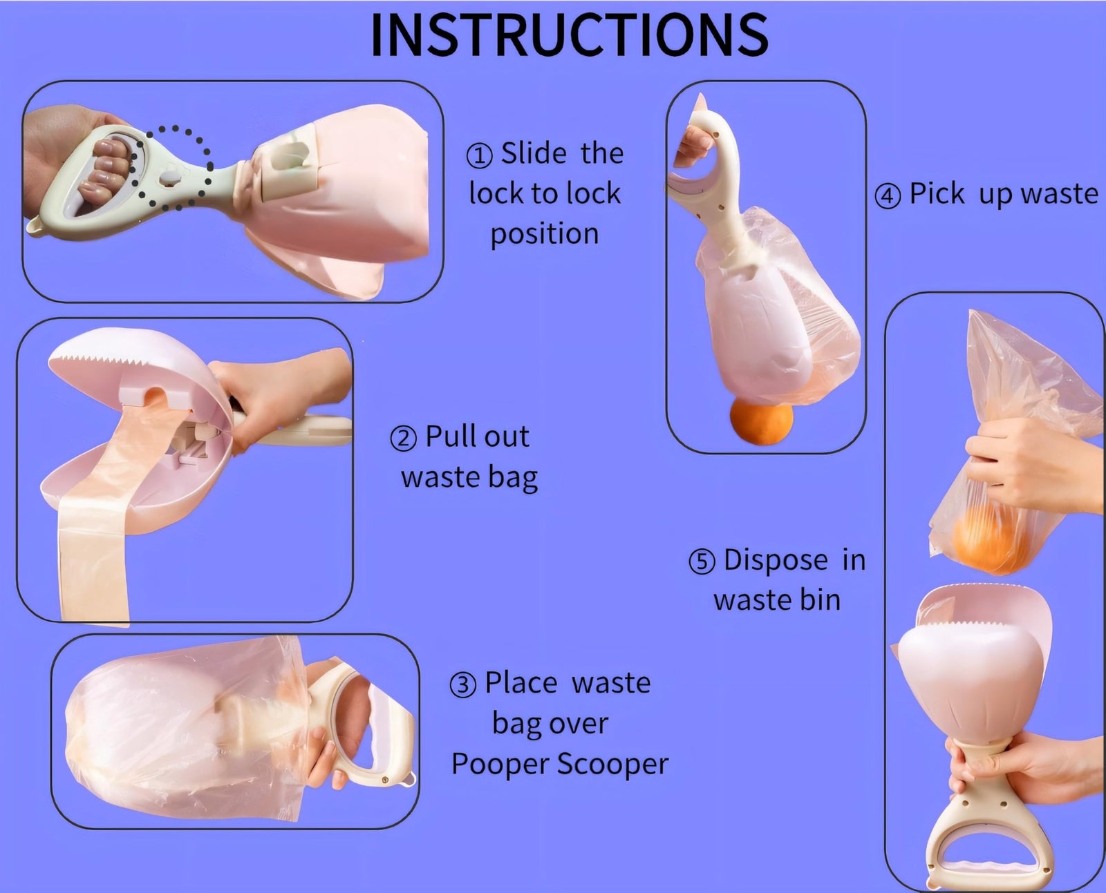 Dog Poop Bags - Poop Scoop - Small Dogs - Medium Dogs - Large Dogs - Dogs - Contactless - Hands-Free - Waste Disposal - Portable - Bring Your Own Bags - Pets - 2-in-1 with 2 Rolls of Bags and Dispenser - Pack of 2