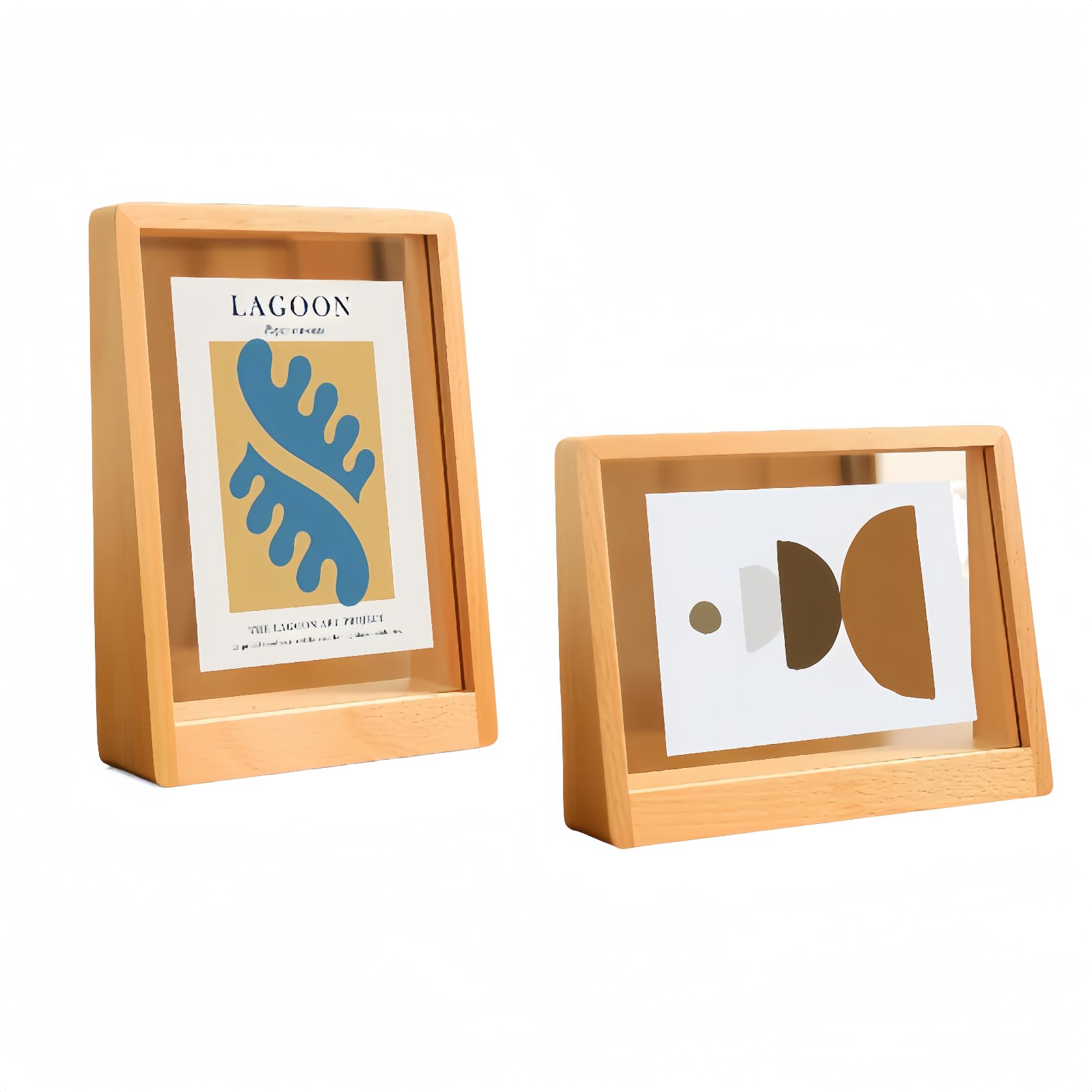 Photo frame - 3D photo frame - Wooden photo frame - Bedroom decoration - Living room decoration - Christmas decoration for indoors - Wooden - Transparent - 2 pieces