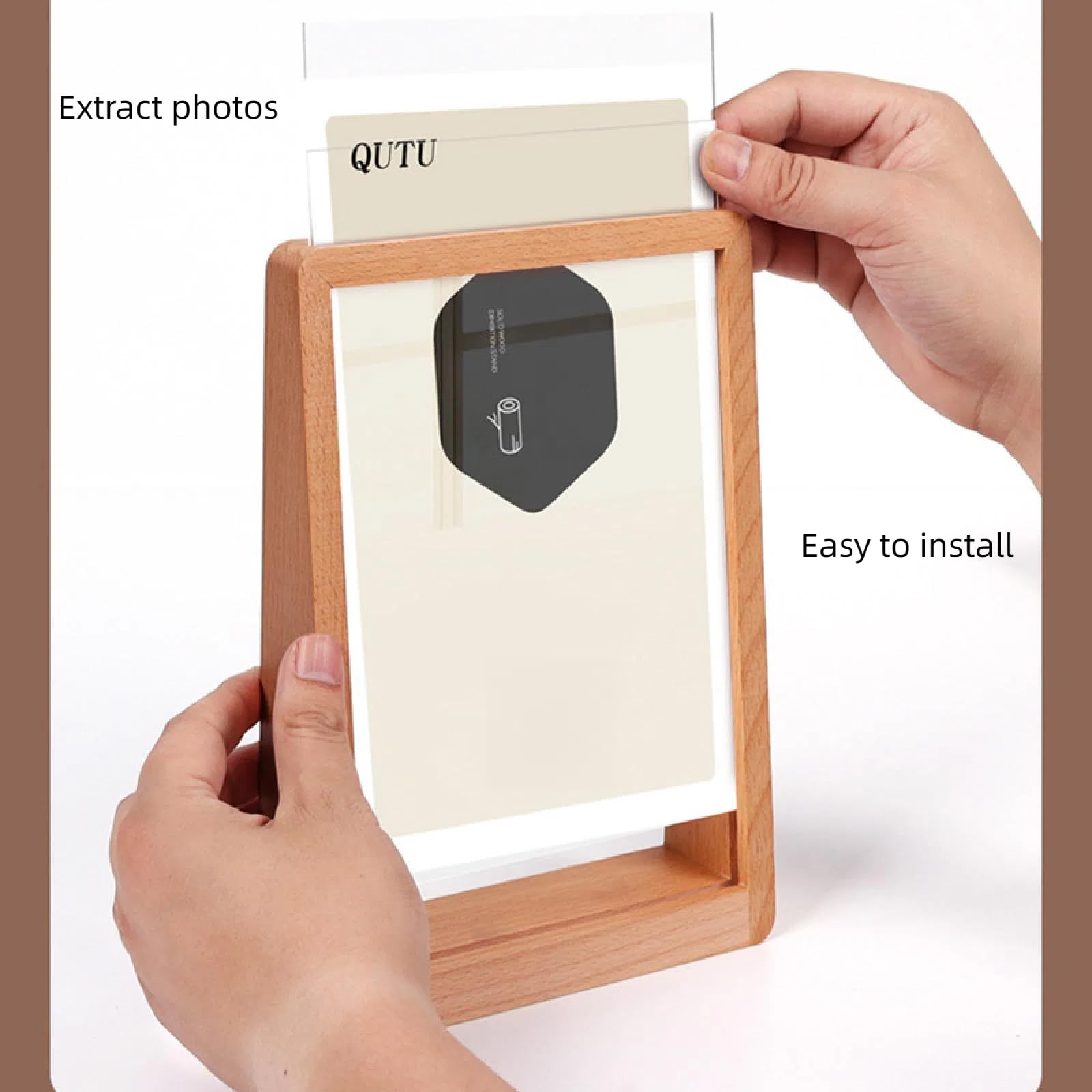 Photo frame - 3D photo frame - Wooden photo frame - Bedroom decoration - Living room decoration - Christmas decoration for indoors - Wooden - Transparent - 2 pieces