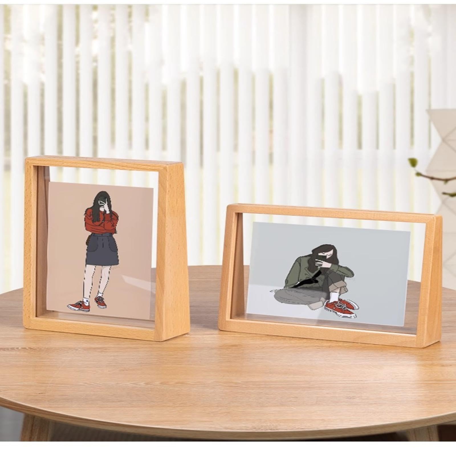 Photo frame - 3D photo frame - Wooden photo frame - Bedroom decoration - Living room decoration - Christmas decoration for indoors - Wooden - Transparent - 2 pieces