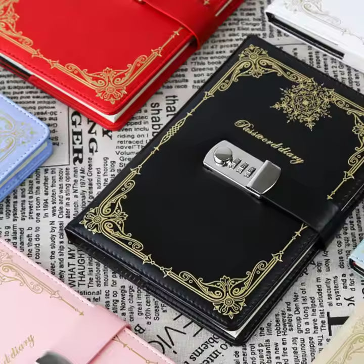Diary - Journal - diary with lock - password book - Notebook - notebook A5 - diary for adults - books - Retro - Creative - Christmas gifts - Christmas gifts for adults - gift for women - gift for men - 1 piece