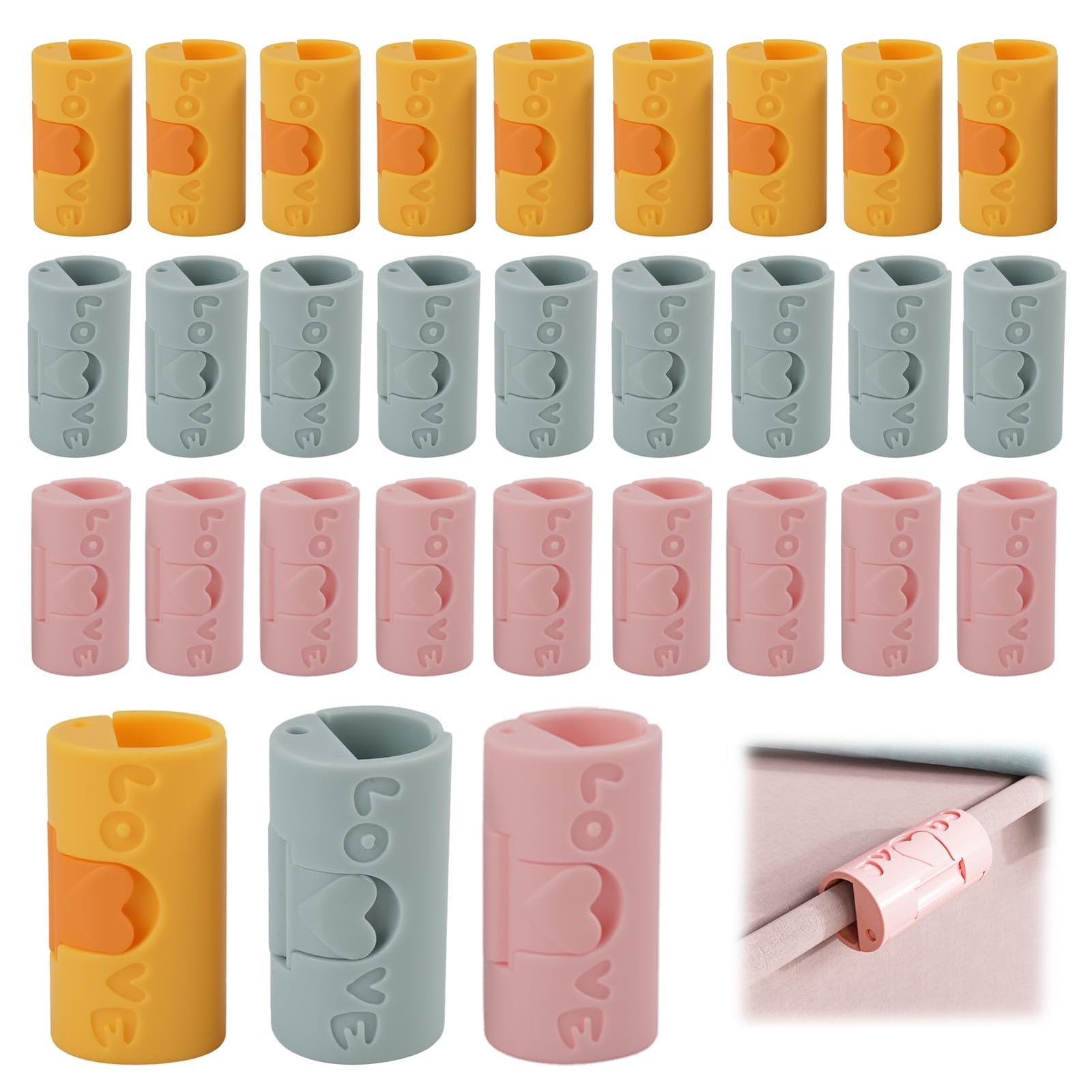 Clothes Pegs - Hanger Clips - Clips - Windproof Pegs - Clothesline Pegs - Trouser Hanger Clips - Clothespins - Velvet Hanger Clips - Laundry Clips - Non-Slip Clothes Clips - Needleless - Pink - Blue - Yellow - 30 pieces