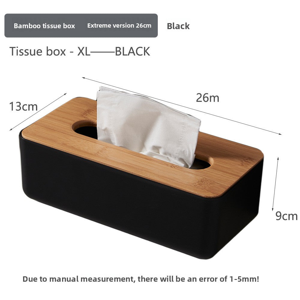 Tissue Box - Tissue Box - Tissue Holder - Tissue Box - Bamboo Lid - White - Tissue Holder - Bathroom Accessories - Toilet Organizer - Living Room Decoration - Rectangular - 1 piece