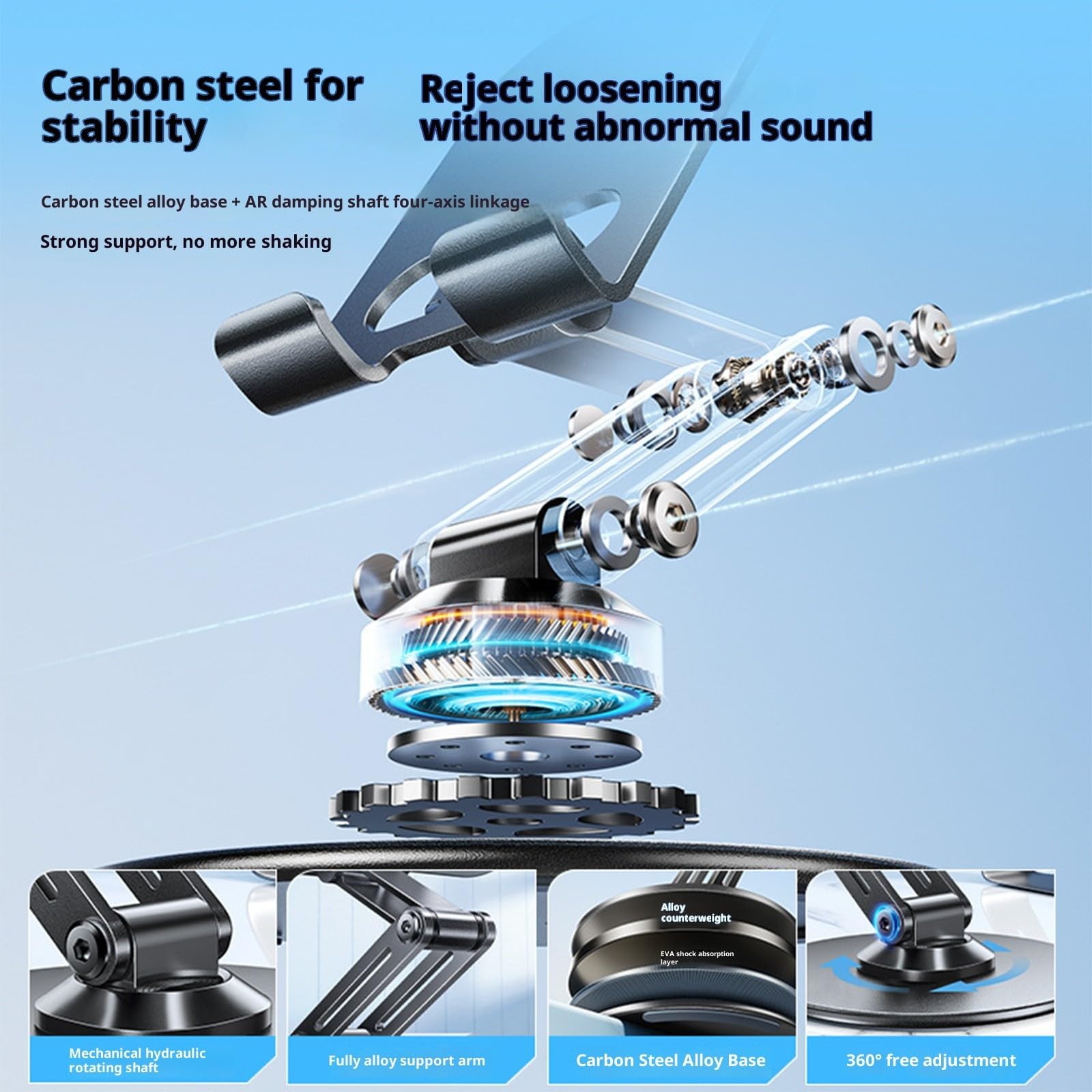 Phone Holder - Tablet Holder - Stand - Desk Accessories - Phone Stand - Smartphone Holder - Tablet Stand - Desk Gadgets - Universal Holder - Phone Support - Desk Stand - Black - 1 Piece