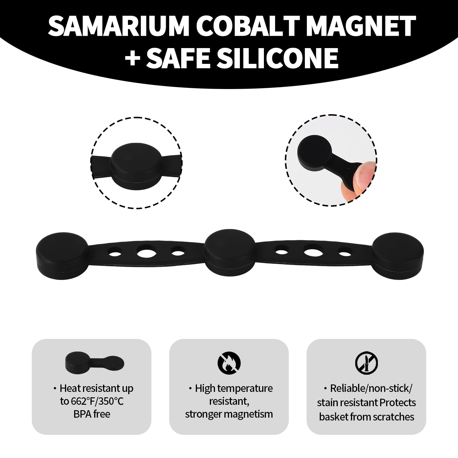 Airfryer Accessories - Magnetic Clips - Baking Paper Holder - Airfryer Weights - Hot Air Fryer Accessories - Silicone Fastener - Heat Resistant - Inserts Stopper - Round - Black - 4 pieces