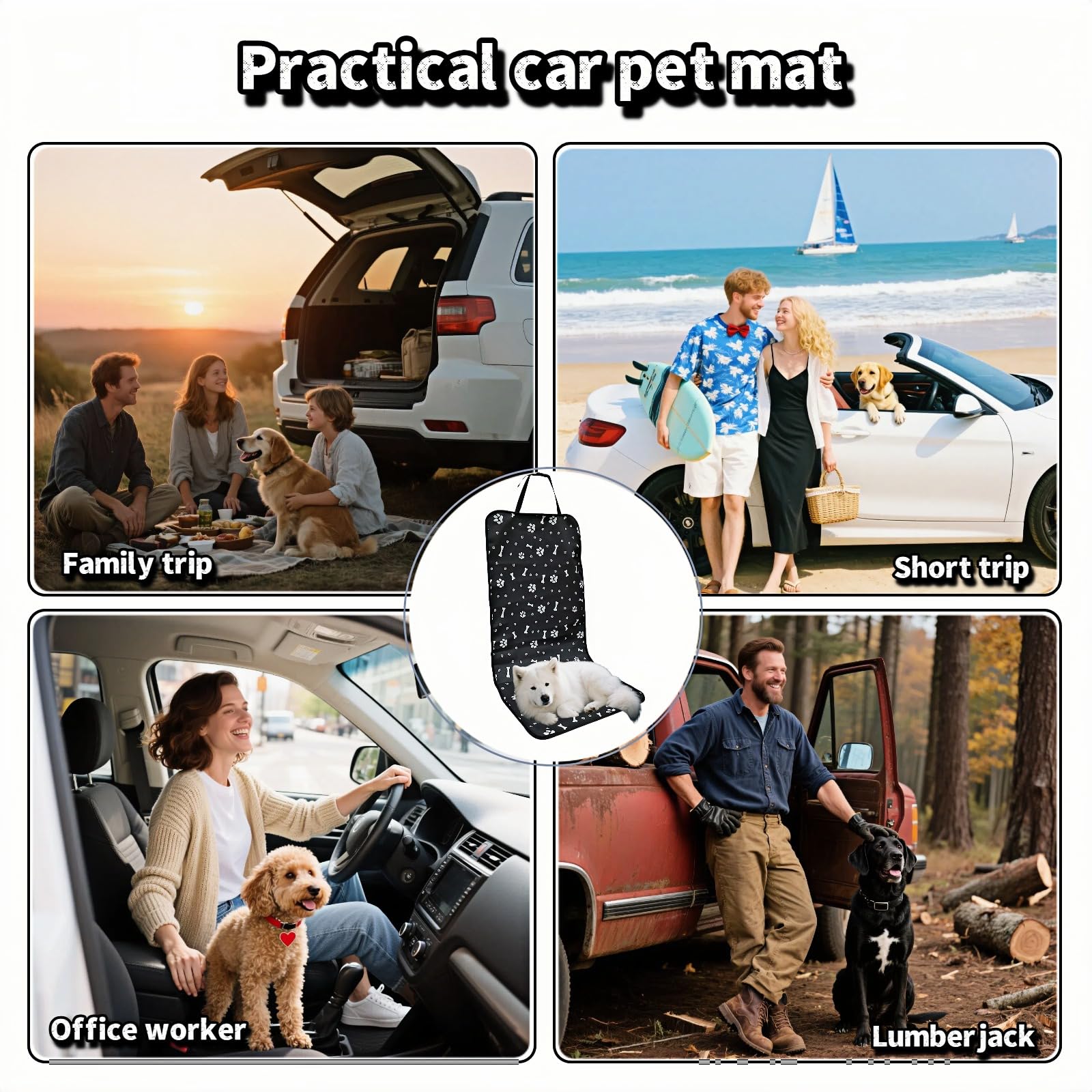 Dog Blanket Car - Car Seat Cover Dog - Seat Protector Car - Front Seat Cover - Waterproof - Dog Rug - Car Accessories Pet - Anti Hair - Black - 1 Piece